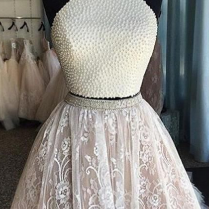 Luxury Two-piece Homecoming Dresses Pearls Lace..