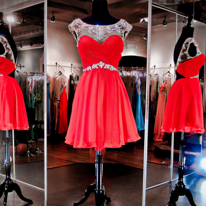 Red Homecoming Dress,Necklace Line ..