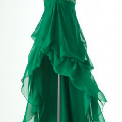 Green Chiffon Homecoming Dresses, Hi-low..