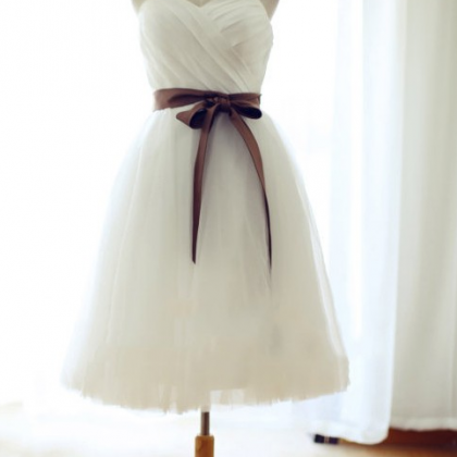 Dress For Homecoming,simple White Chiffon..