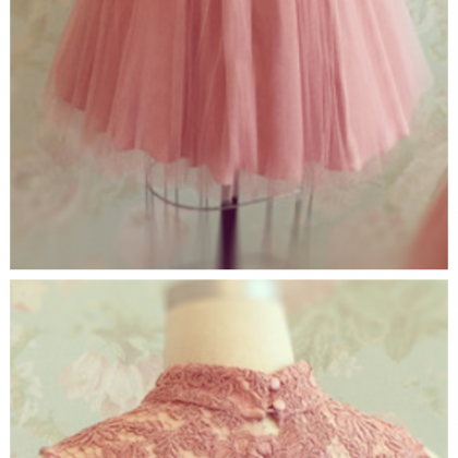 High Neck Homecoming Dress,lace Tulle Homecoming..