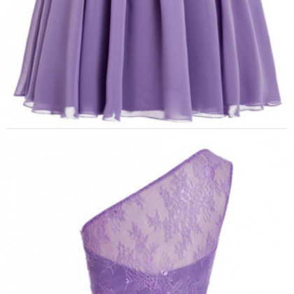 Sexy One-shoulder Homecoming Dress,chiffon Purple..