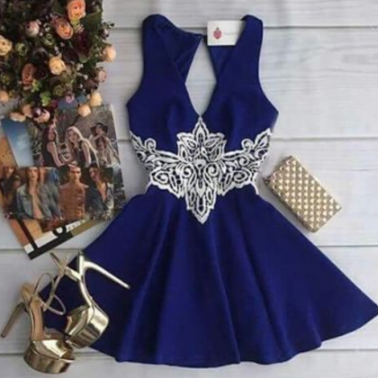 Navy Blue Homecoming Dress, Homecoming Gown,party..
