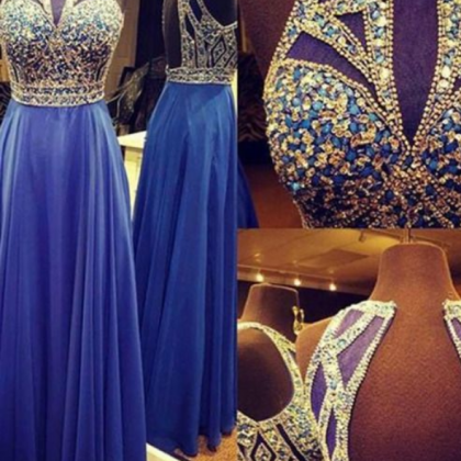 Royal Blue Prom Dress,a Line Prom Dress,chiffon..