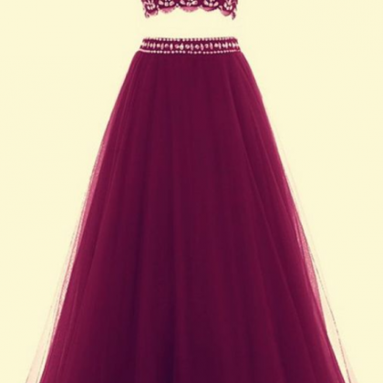 Charming Prom Dress,tulle Prom Dress,two Pieces..