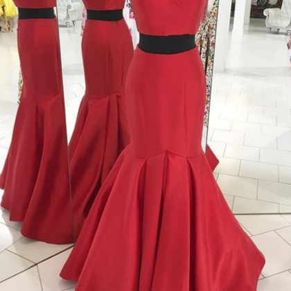 Two Pieces Prom Dress, Red Prom Dress, Formal..