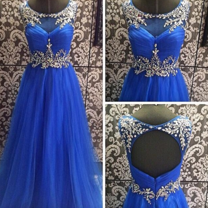 Prom Dresses,blue Prom Dress,modest Prom Gown,ball..