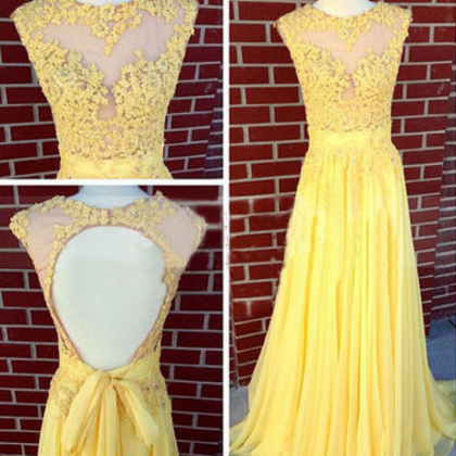 Sexy Evening Gowns,yellow Prom Dress, Long Prom..