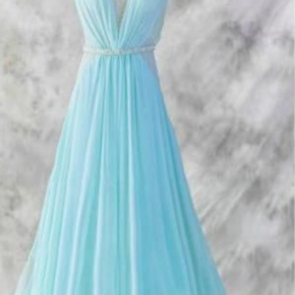 Prom Dress,light Blue Chiffon Long Prom..