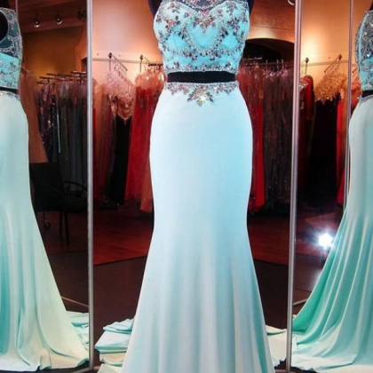 2 Piece Prom Gown,two Piece Prom Dresses,evening..