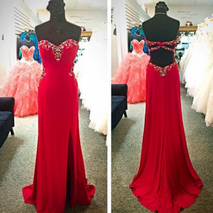 Sexy Prom Dresses,red Prom Dress,chiffon Evening..