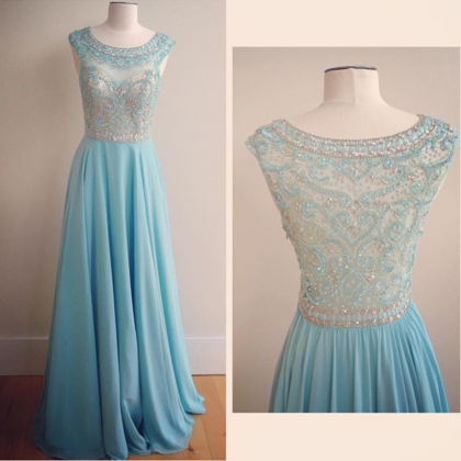 Backless Prom Dresses,light Blue Prom Dress,open..