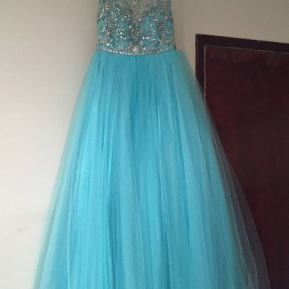 Blue Prom Dresses,tulle Prom Dress,modest Prom..