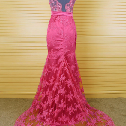 Pink Prom Dresses,v Neckline Prom Dress,sexy Prom..