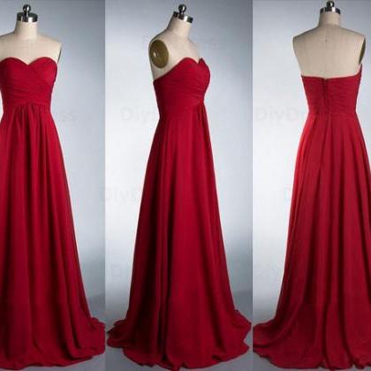 Red Bridesmaid Gown,pretty Prom Dresses,2016 Prom..