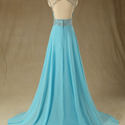Blue Prom Dresses,backless Evening Gowns,sexy..