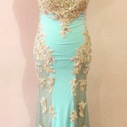 Blue Prom Dresses,chiffon Prom Gowns,lace Prom..