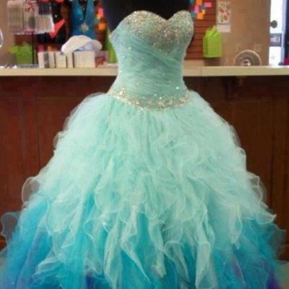 Blue Prom Dress,ball Gown Prom Dress,princesses..
