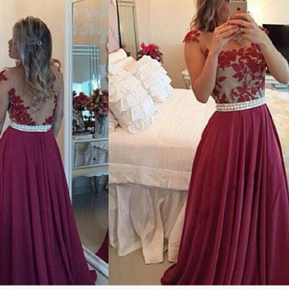 Burgundy Prom Dresses,backless Prom Dress,lace..