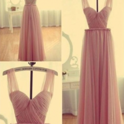 Pink Bridesmaid Gown,backless Prom Dresses,chiffon..