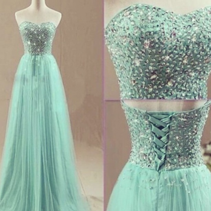 Light Sky Blue Prom Dress,beaded Prom Dress,corset..