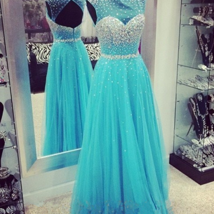 Blue Prom Dresses,backless Evening Gowns,sexy..