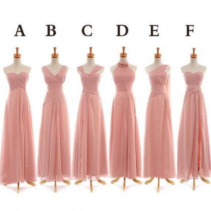 Pink Bridesmaid Gown,pretty Prom Dresses,chiffon..