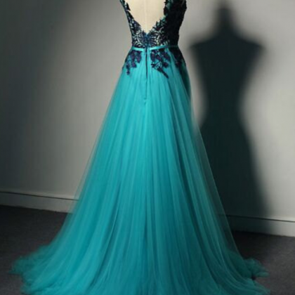 Fashion Prom Dresses,blue Prom Dress,tulle Formal..