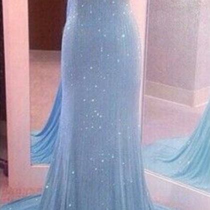 Light Blue Prom Dresses,sequin Evening..