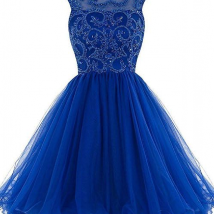 Royal Blue Homecoming Dresses, Backless Prom..