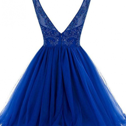 Royal Blue Homecoming Dresses, Backless Prom..