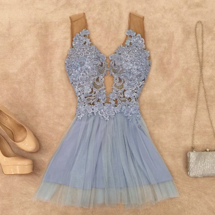 Homecoming Dress,turquoise Party Dresses,lace..