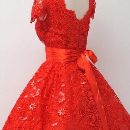 Red Homecoming Dress,lace Homecoming Dress,cute..