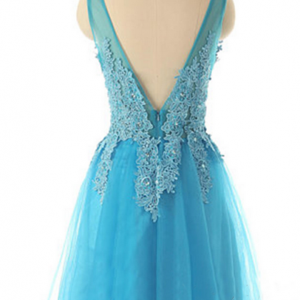 Tulle Homecoming Dress,lace Homecoming Dress,blue..