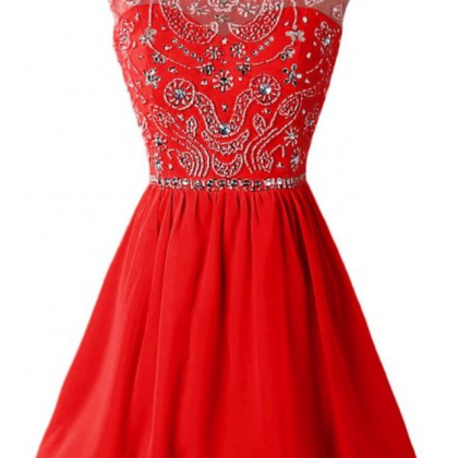 Red Homecoming Dress,chiffon Homecoming..