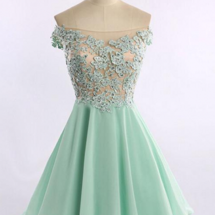 Mint Green Homecoming Dress,lace Prom..