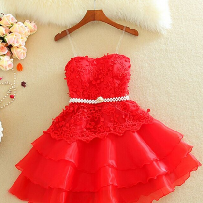 Lace Homecoming Dress,red Homecoming Dresses,..