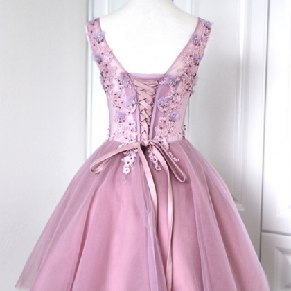 Pink Homecoming Dress,homecoming Dresses,lace..