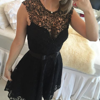 Black Homecoming Dress,lace Homecoming Dress,cute..