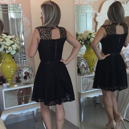 Black Homecoming Dress,lace Homecoming Dress,cute..