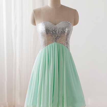Mint Green Homecoming Dress,Straple..