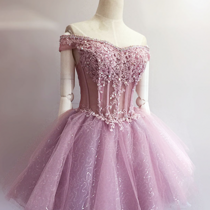 Pink Homecoming Dress,lace Homecoming Dress,cute..