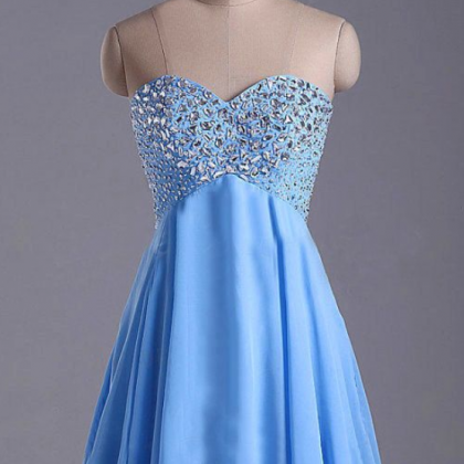 Blue Homecoming Dress,short Prom..