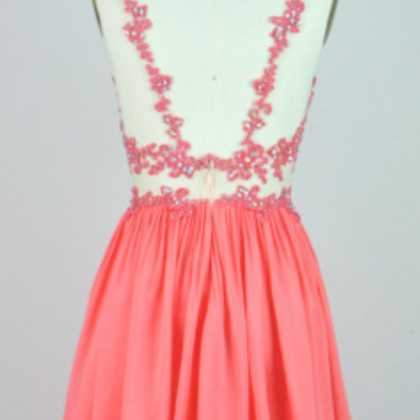 Coral Homecoming Dress,homecoming Dresses,lace..