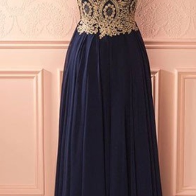 Lace Prom Dress, Navy Blue Long Prom Dress,..