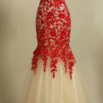 Charming Prom Dress,elegnat Tulle Mermaid Prom..