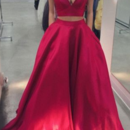 Elegant Prom Dress, Red And Black Prom Dress,long..