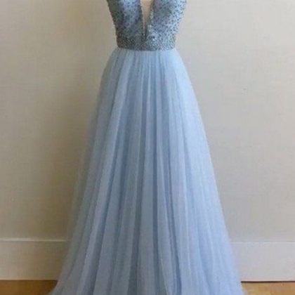 Charming Light Blue Prom Dress,elegant Evening..