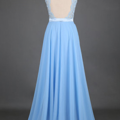 Sexy Prom Dress,light Blue Chiffon Prom..