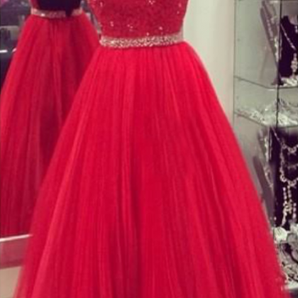 High Red Tulle Prom Dress,red Appliques A Line..